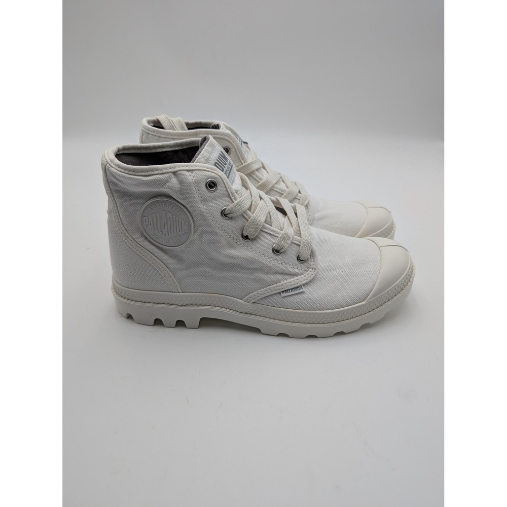 Palladium‎ Boots Womens Size 9.5 White Pampa Hi Canvas Combat Ankle Lug Sole